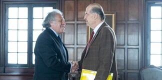 EN ENCUENTRO CON EL CANCILLER ÁLVARO LEYVA DURÁN, SECRETARIO GENERAL DE LA OEA REAFIRMÓ EL RESPALDO A LAS LABORES DE LA MISIÓN DE APOYO AL PROCESO DE PAZ EN COLOMBIA
