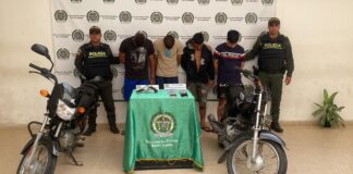 CUATRO SUJETOS FUERON CAPTURADOS POR HURTO CALIFICADO EN EL MUNICIPIO DE SANTO TOMÁS