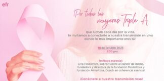 TRIPLE A SE SUMA A LA CONMEMORACIÓN DEL DÍA DE LA LUCHA CONTRA EL CÁNCER DE MAMA, CON LA CONFERENCIA ‘LA VIDA COLOR DE ROSA’, DE LINA HINESTROZA