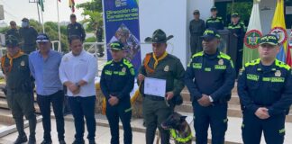 ENTREGAN MEDALLA DE HONOR A OKER, EL CANINO ANTIPÓLVORA DE LA POLICÍA BOLÍVAR