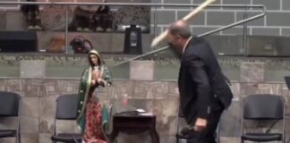 UN PASTOR DE LA IGLESIA BAUTISTA DESTRUYÓ UNA ESTATUA DE LA VIRGEN DE GUADALUPE Y DESATÓ LA POLÉMICA