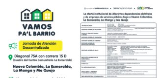 NUEVA COLOMBIA, LA MANGA, LA ESMERALDA Y ME QUEJO LO PIDIERON: ‘VAMOS PA’L BARRIO’ LLEGA CON SU OFERTA DE SERVICIOS