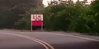 ¡LO QUE FALTABA! APARECIÓ UNA BANDERA DEL ELN EN LA VÍA SABANAGRANDE-SANTO TOMÁS