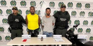 DOS SUJETOS FUERON CAPTURADOS EN FLAGRANCIA POR EXTORSIÓN Y PORTE ILEGAL DE ARMAS DE FUEGO