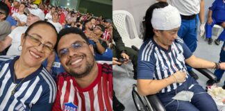 UN AFICIONADO DE JUNIOR INVITÓ A SU MADRE AL ESTADIO Y A LA SEÑORA LE ROMPIERON LA CABEZA