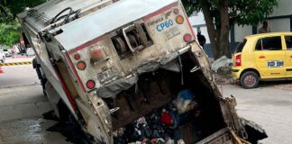 ¡QUÉ PELIGRO! UN INMENSO CRÁTER SE ABRIÓ EN EL BARRIO BUENOS AIRES Y POR POCO SE TRAGA A UN CAMIÓN DE TRIPLE A