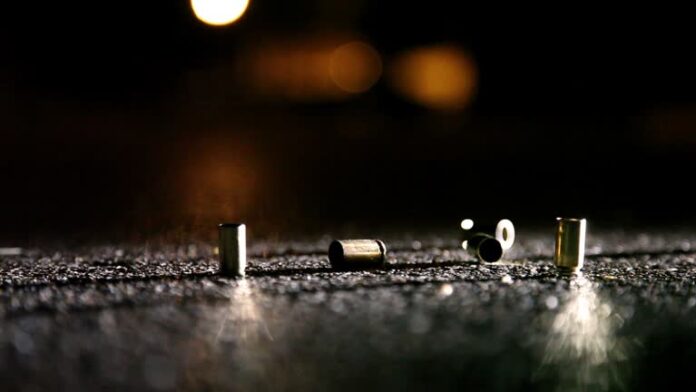 bullet casings dropping as they would if someone was shooting
