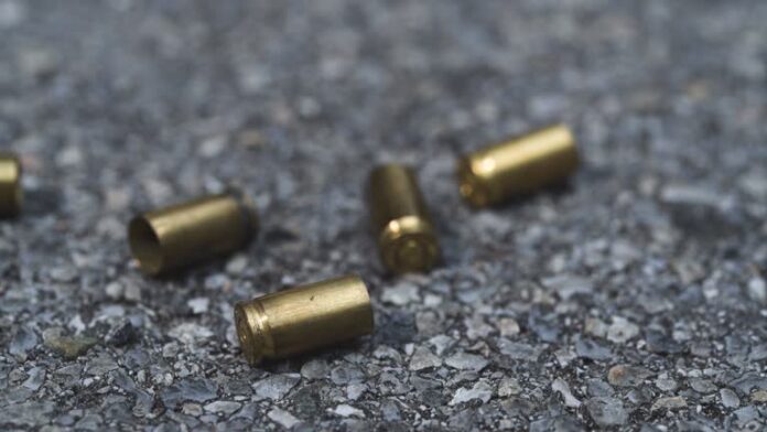 Crime scene with close up of bullet casings. 4k resolution video footage.