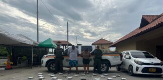 Capturado un hombre y una mujer por transportar más de 45 kilogramos de marihuana en un vehículo por la vía al Mar