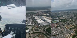 Con apoyo de helicóptero de la Fuerza Aeroespacial Colombiana se refuerzan campañas de prevención del delito en Barranquilla