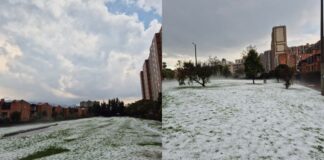 Fuerte granizada sorprendió a Bogotá acompañada de intensas lluvias