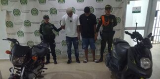 Policía capturó a dos hombres por hurto y recupera motocicleta y elementos en Galapa
