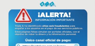 Triple A alerta sobre sitios web fraudulentos que suplantan su portal oficial de pagos