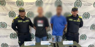 Dos capturados por los delitos de hurto calificado y agravado y fabricación, tráfico, porte o tenencia de armas de fuego
