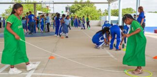 Instituto Departamental de Deportes llevó jornada recreativa a cerca de 200 estudiantes en Monguí